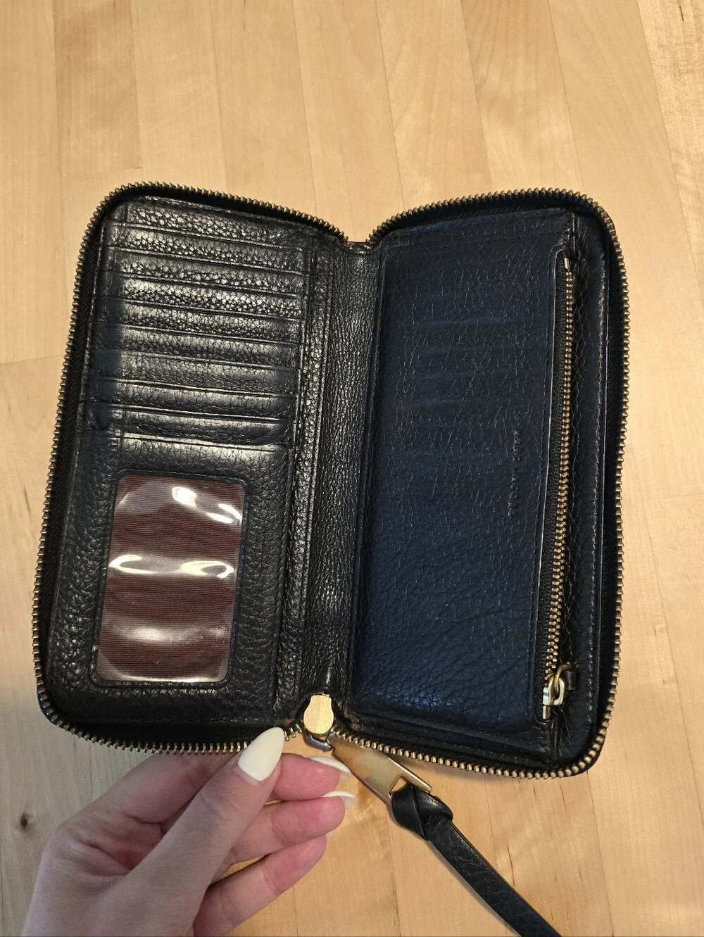 Marc Jacobs Long Black Zip Leather Wallet